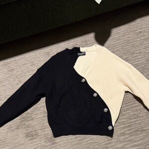 Kittenish Black and Cream Buttoned Cardigan